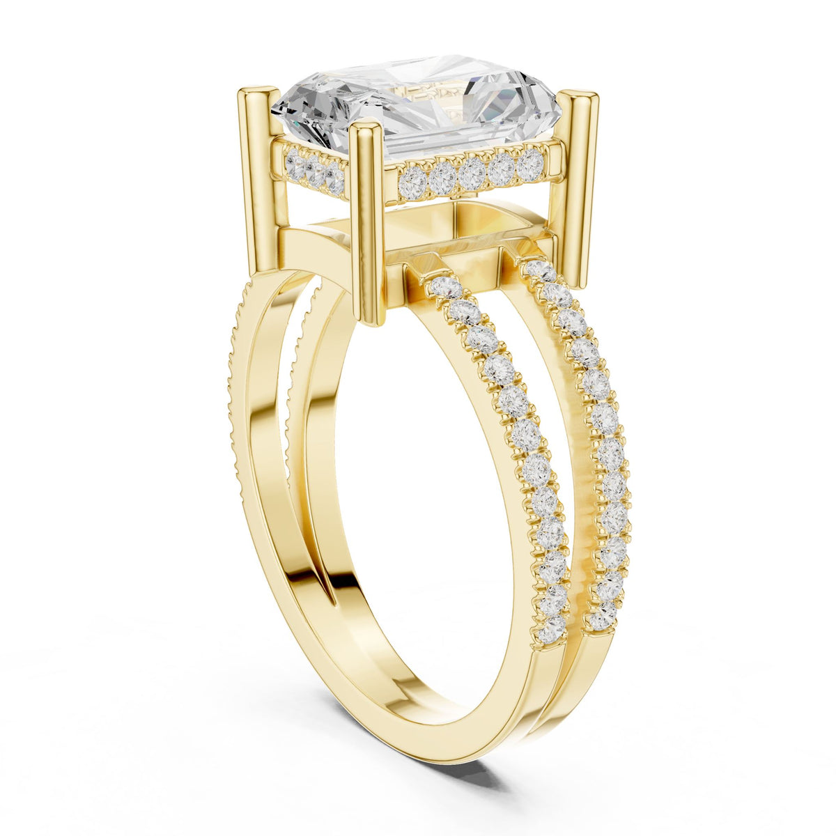 Radiant Accented Lab Grown Diamond Engagement Ring