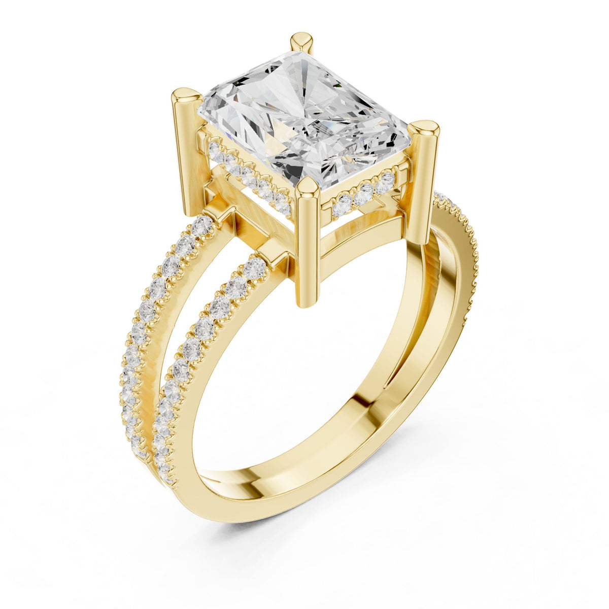 Radiant Accented Lab Grown Diamond Engagement Ring
