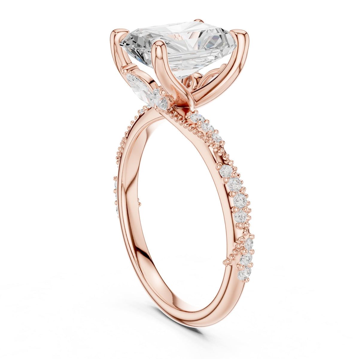 Radiant Accented Lab Grown Diamond Engagement Ring