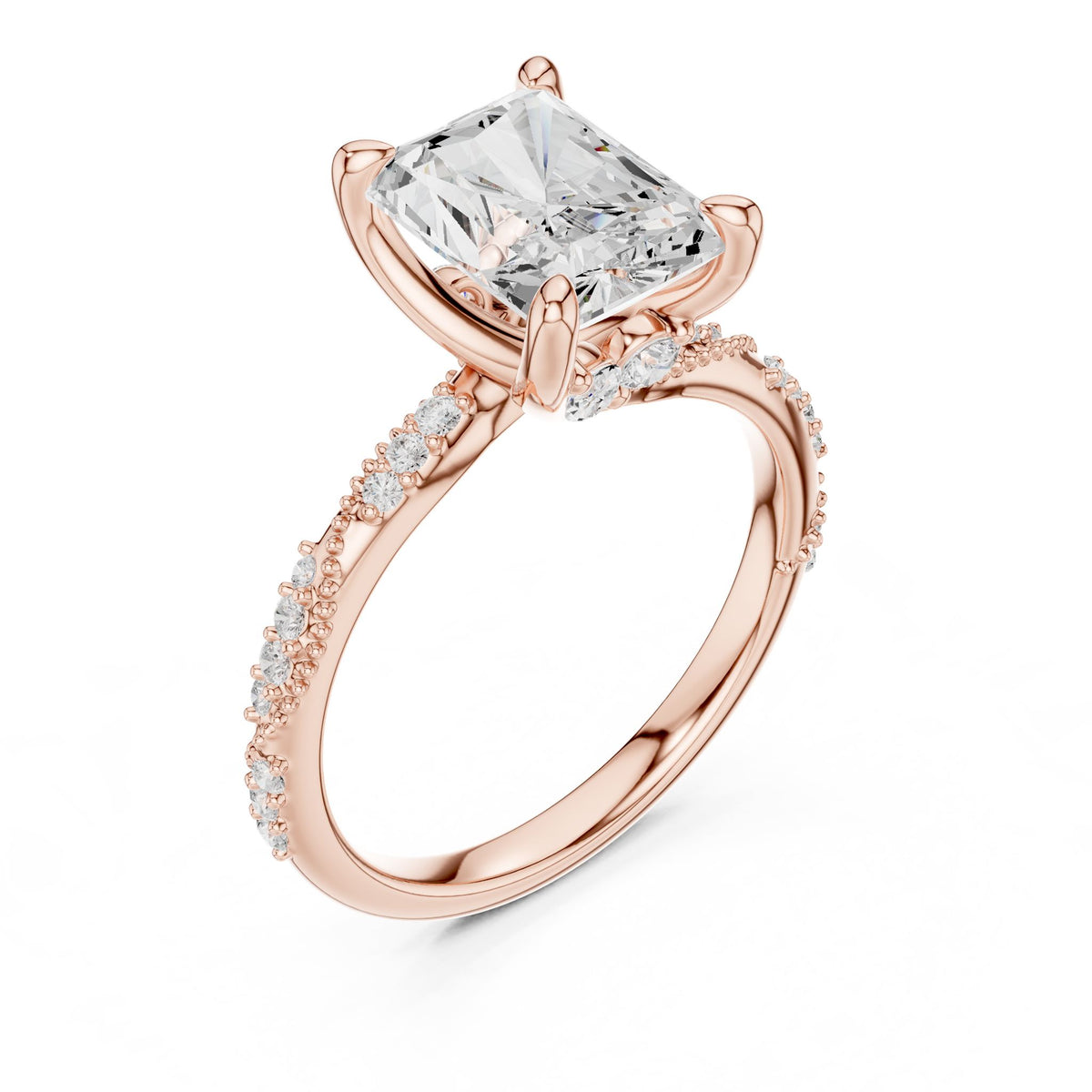 Radiant Accented Lab Grown Diamond Engagement Ring