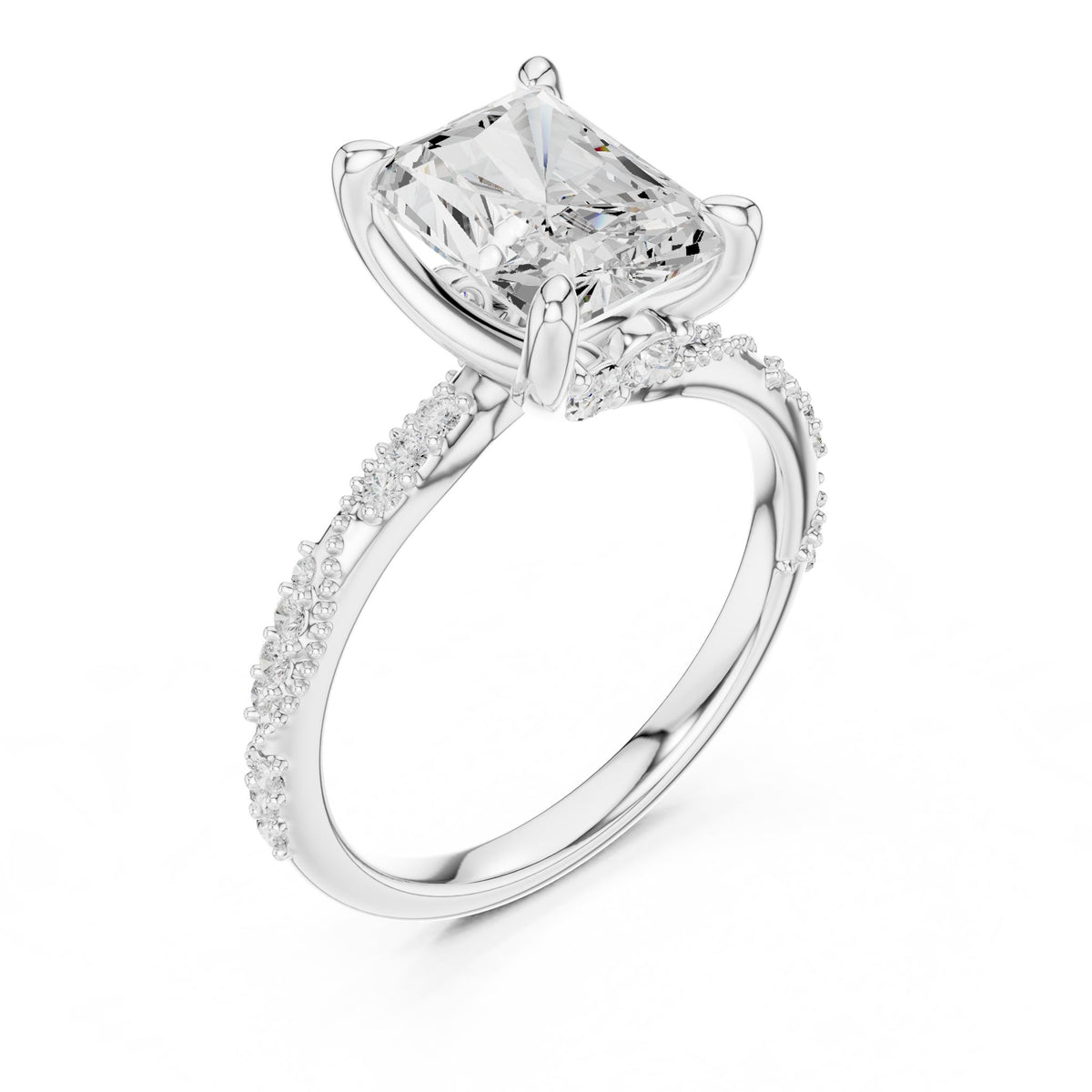 Radiant Accented Lab Grown Diamond Engagement Ring