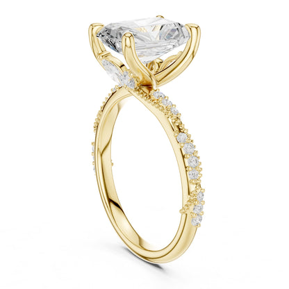 Radiant Accented Lab Grown Diamond Engagement Ring
