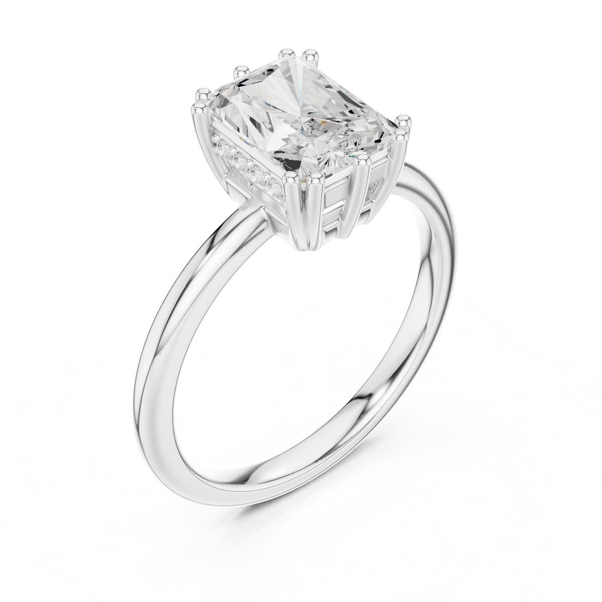 Radiant Accented Lab Grown Diamond Engagement Ring