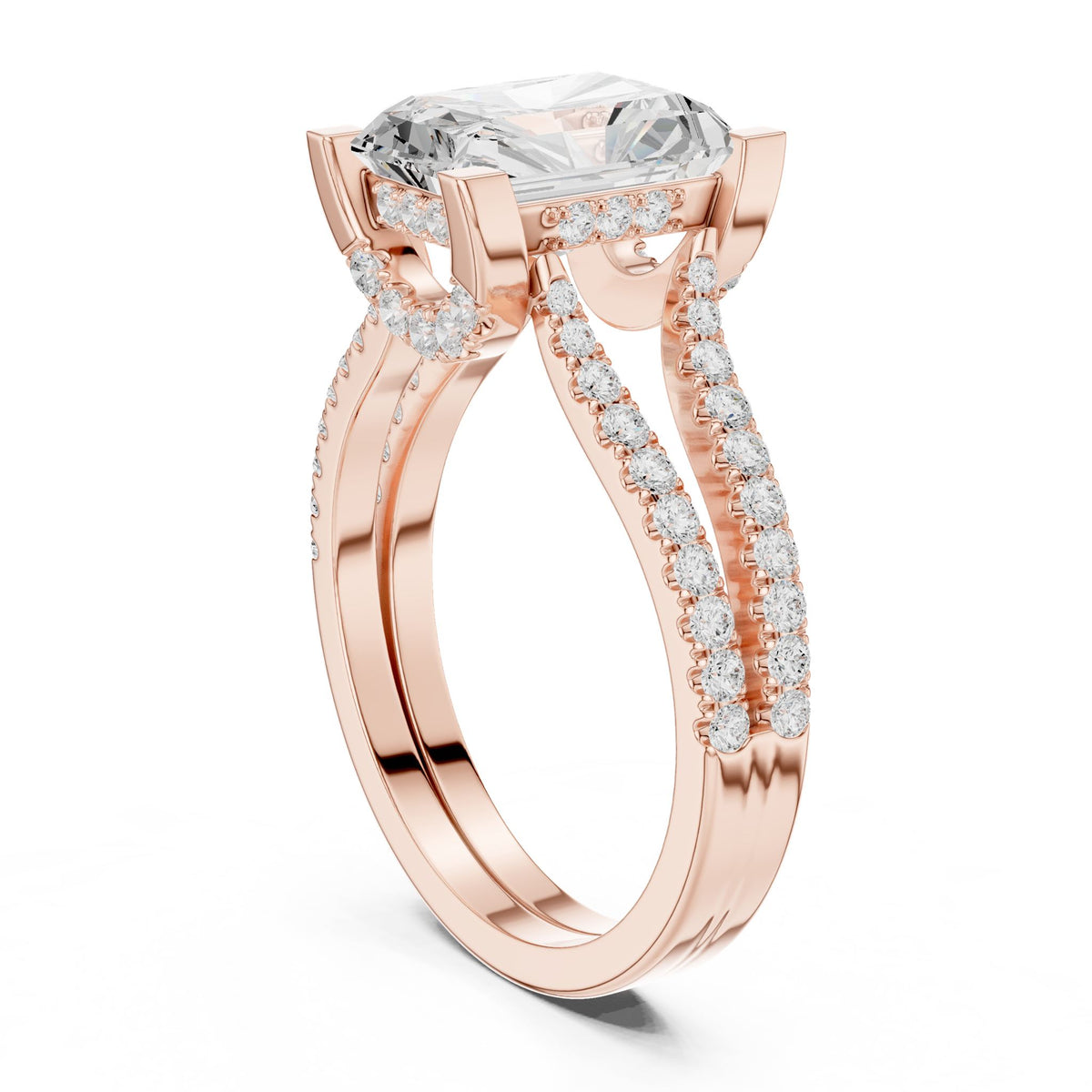 Radiant Accented Lab Grown Diamond Engagement Ring