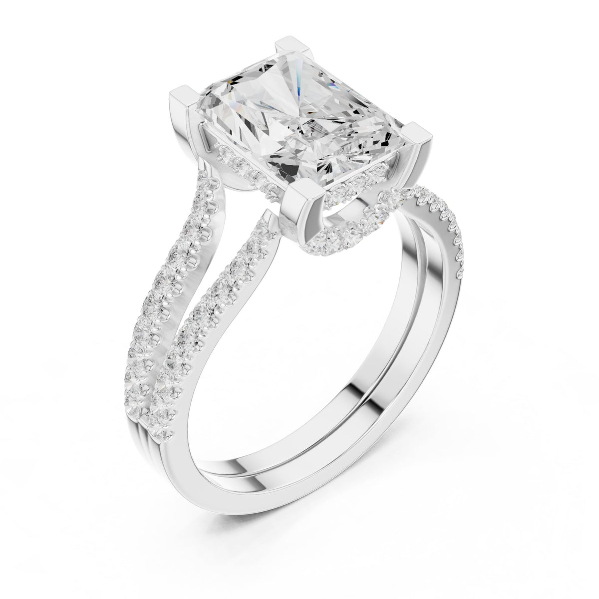 Radiant Accented Lab Grown Diamond Engagement Ring
