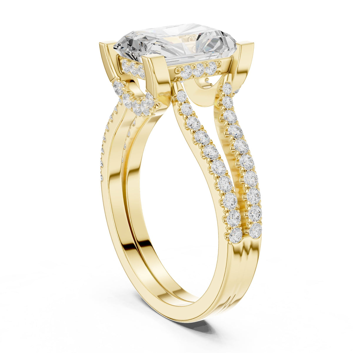 Radiant Accented Lab Grown Diamond Engagement Ring