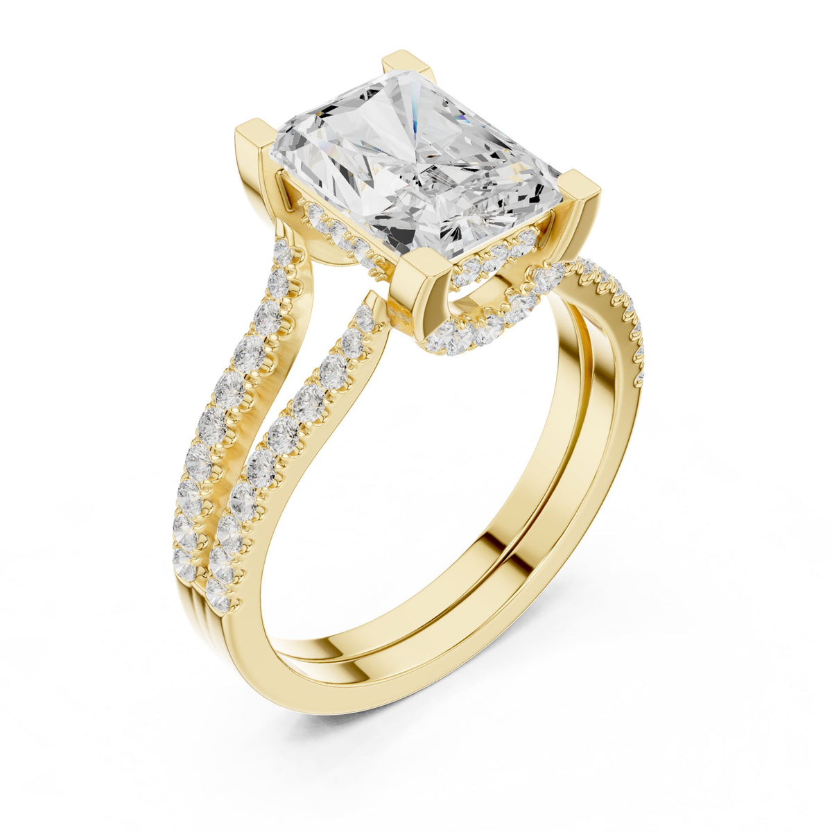 Radiant Accented Lab Grown Diamond Engagement Ring