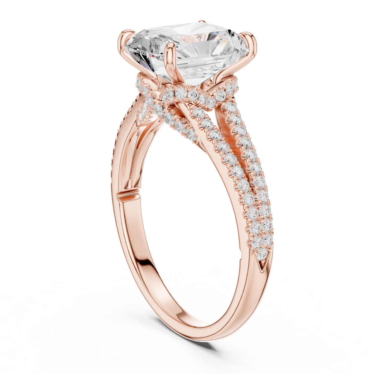 Radiant Accented Lab Grown Diamond Engagement Ring