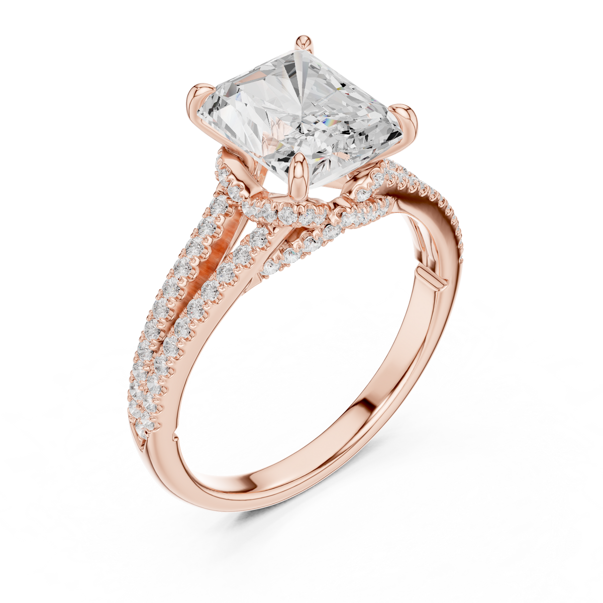 Radiant Accented Lab Grown Diamond Engagement Ring
