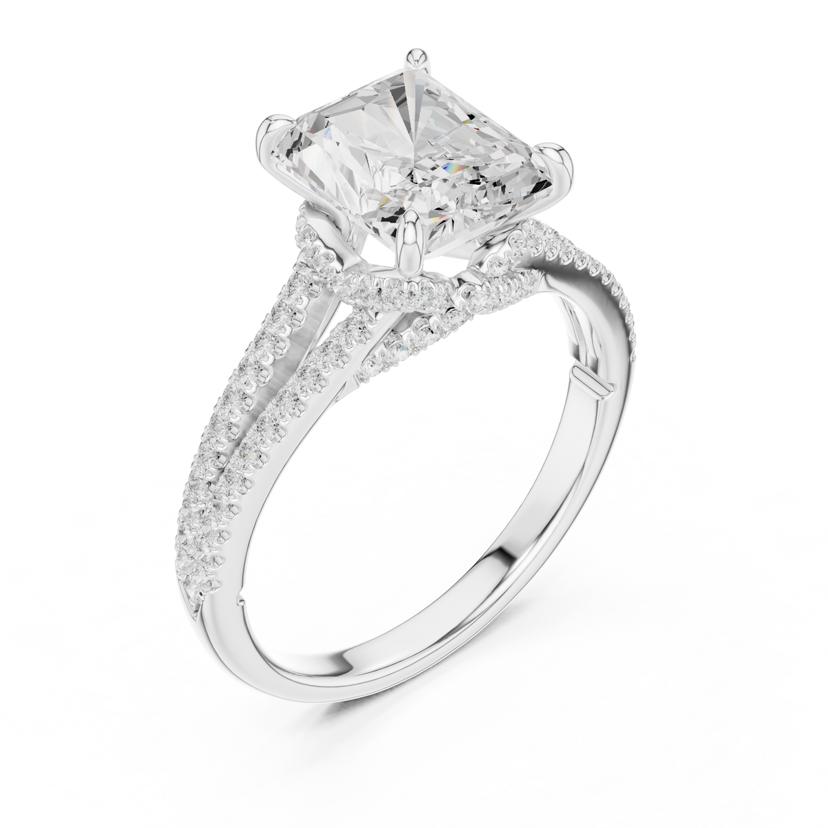 Radiant Accented Lab Grown Diamond Engagement Ring