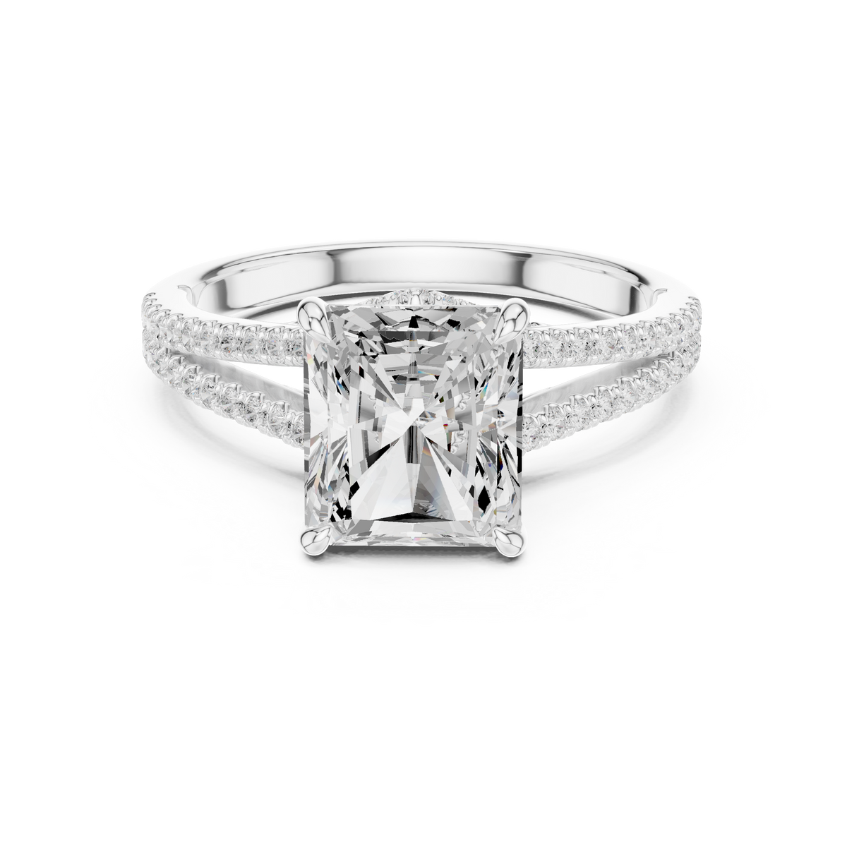 Radiant Accented Lab Grown Diamond Engagement Ring