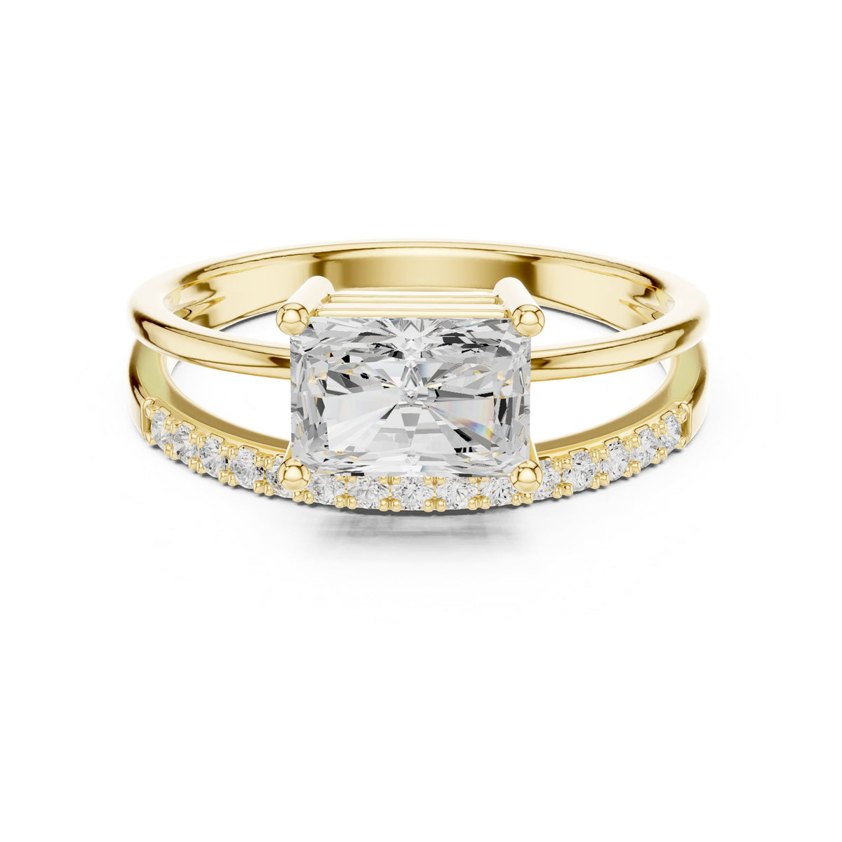 Radiant Accented Lab Grown Diamond Engagement Ring