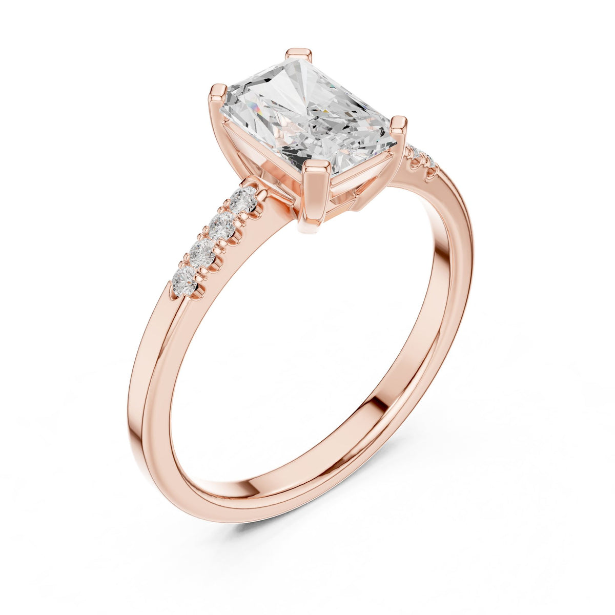 Radiant Accented Lab Grown Diamond Engagement Ring