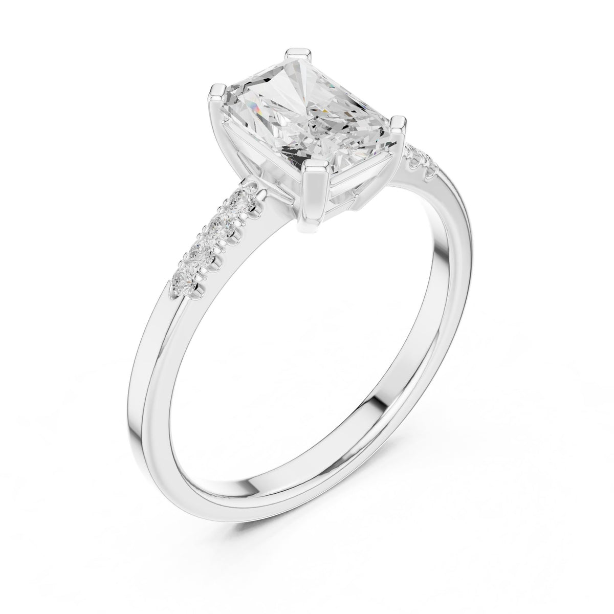 Radiant Accented Lab Grown Diamond Engagement Ring
