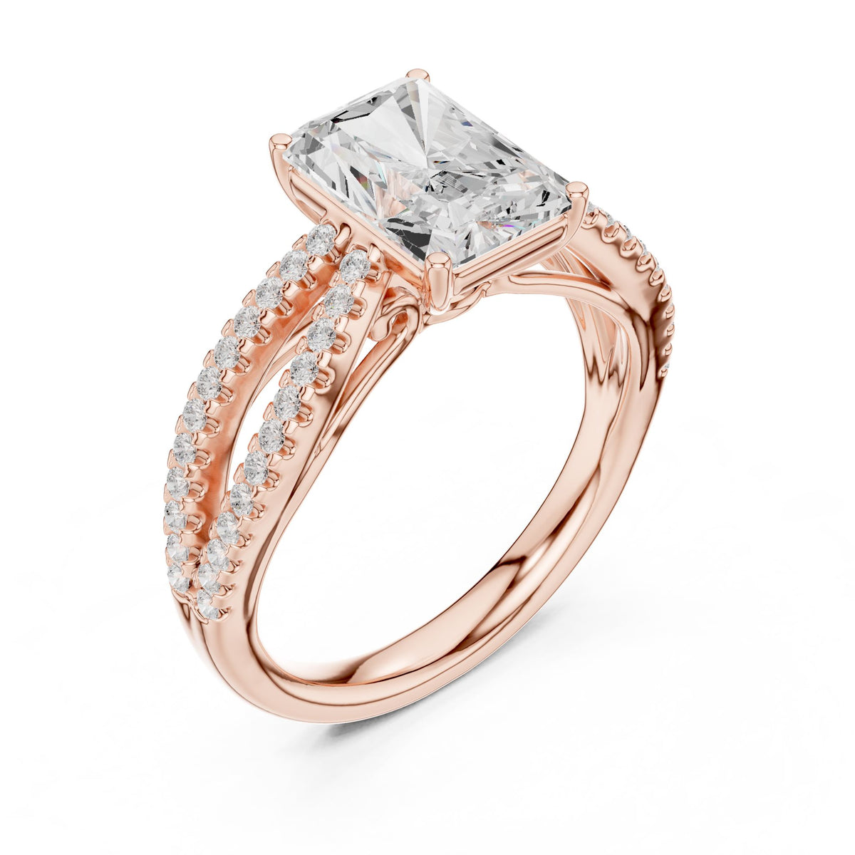 Radiant Accented Lab Grown Diamond Engagement Ring