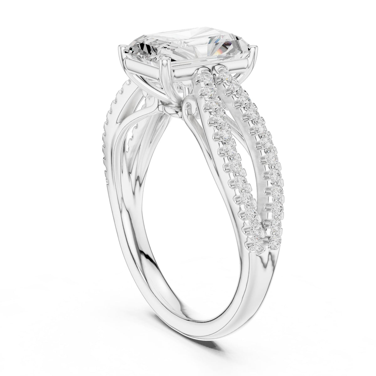 Radiant Accented Lab Grown Diamond Engagement Ring