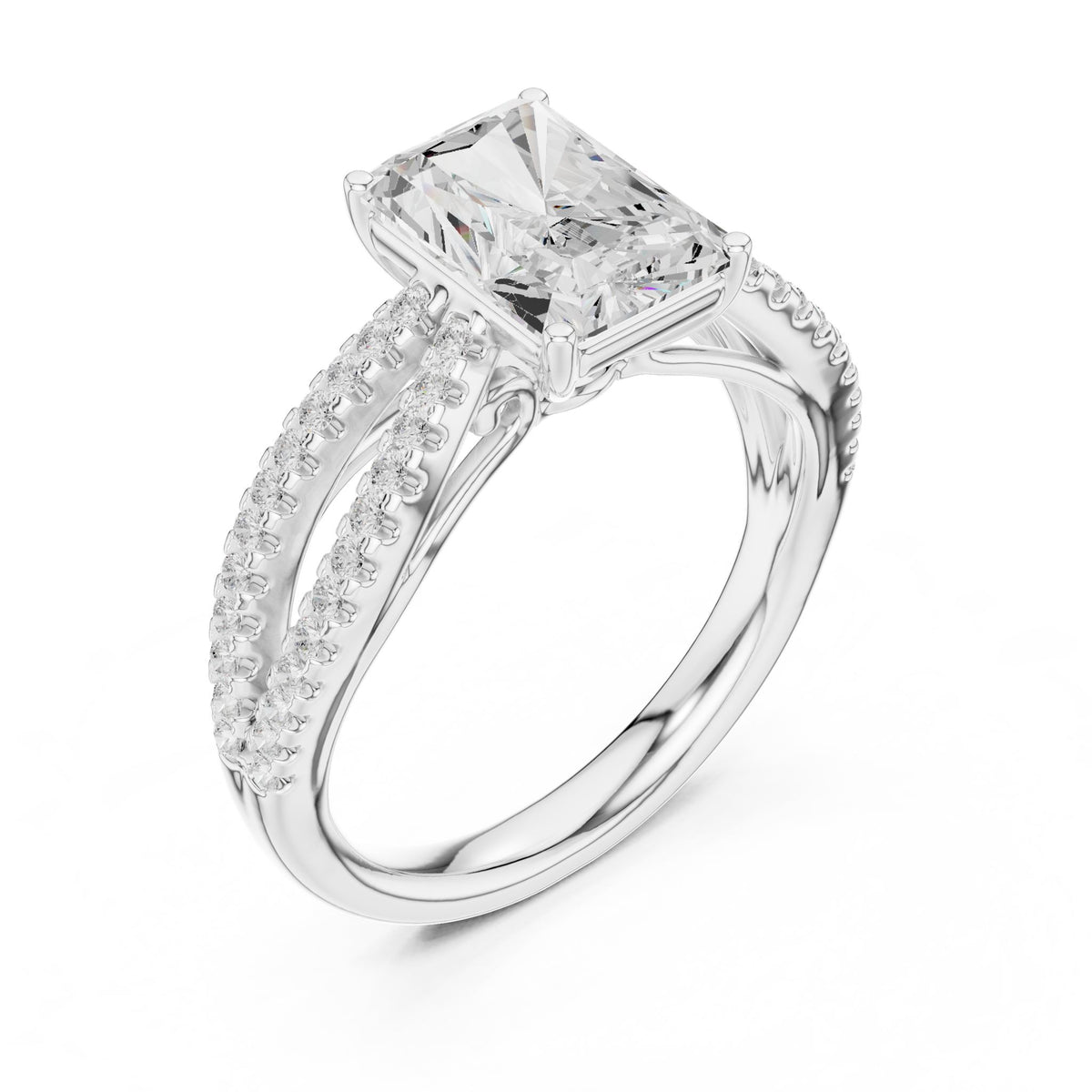 Radiant Accented Lab Grown Diamond Engagement Ring