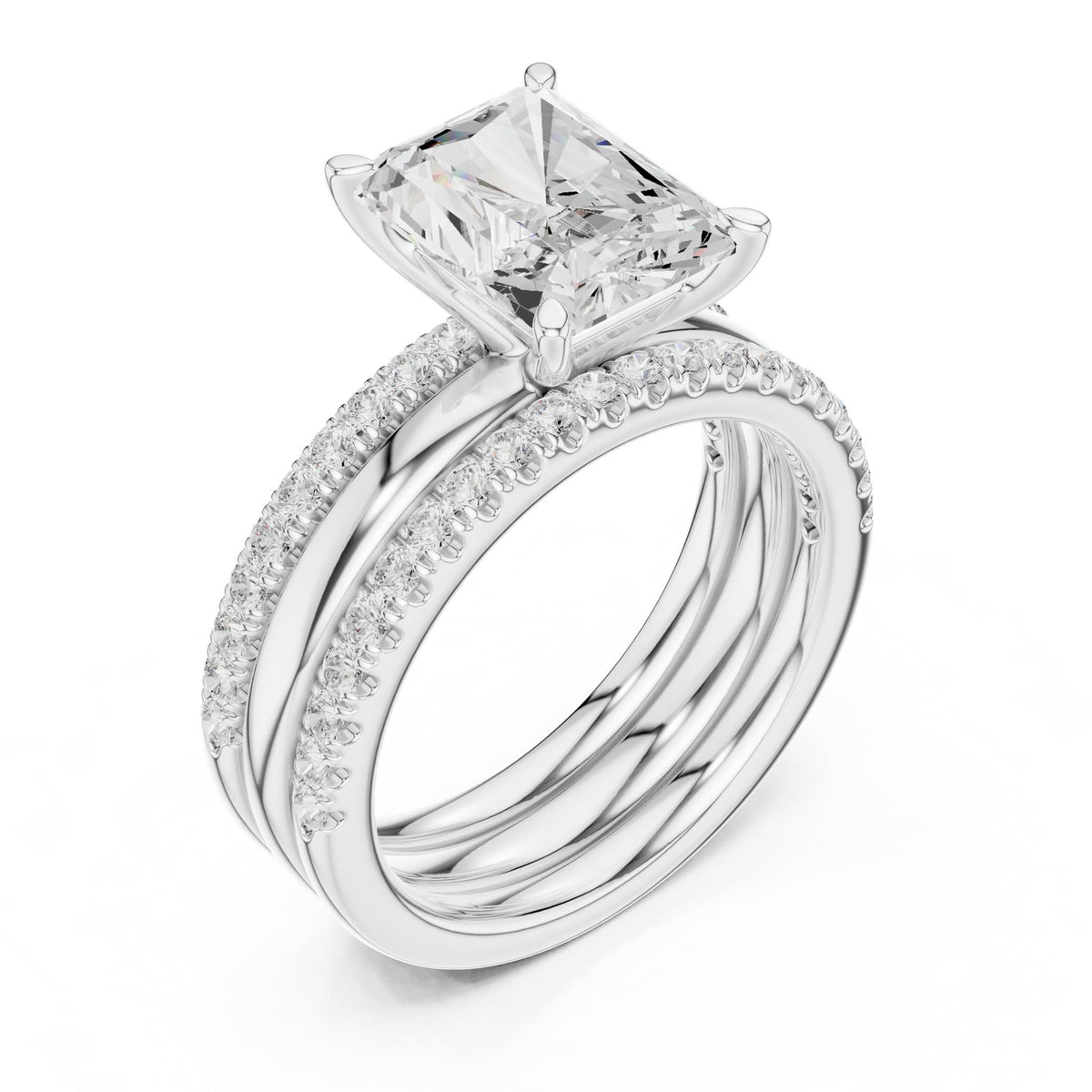 Radiant Accented Lab Grown Diamond Engagement Ring