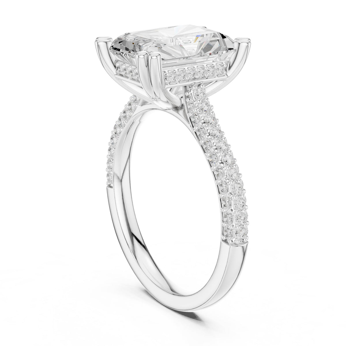 Radiant Accented Lab Grown Diamond Engagement Ring