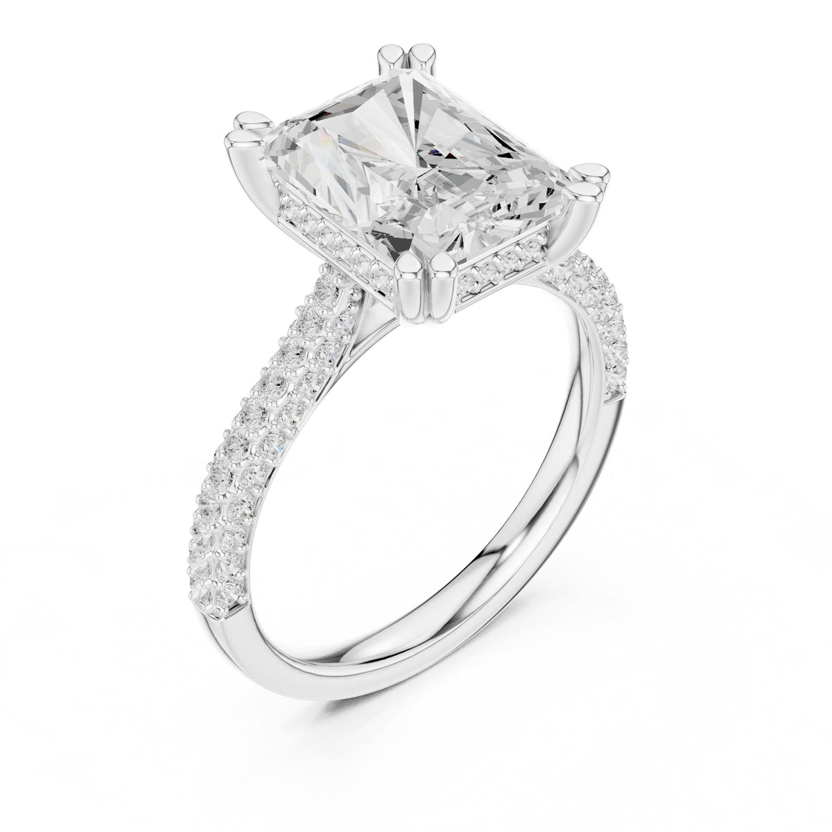 Radiant Accented Lab Grown Diamond Engagement Ring
