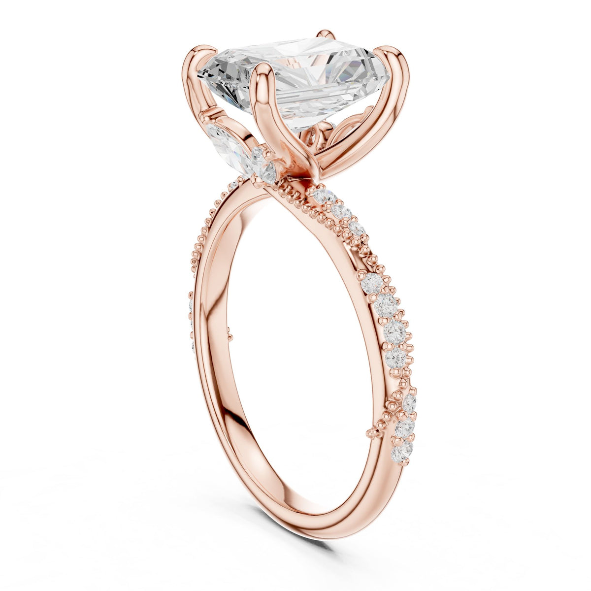 Radiant Accented Lab Grown Diamond Engagement Ring