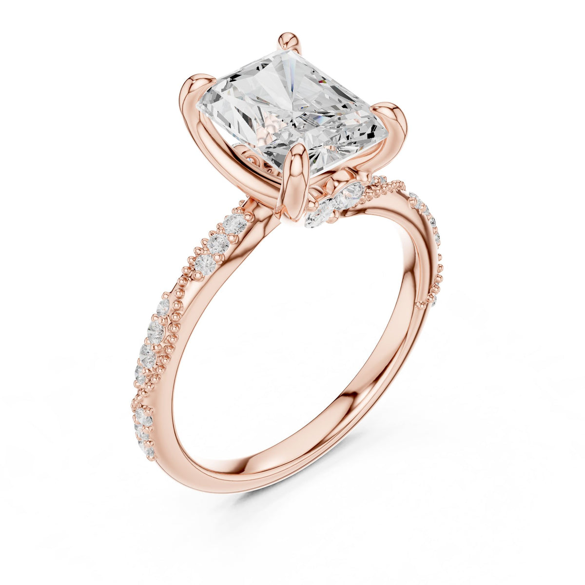 Radiant Accented Lab Grown Diamond Engagement Ring