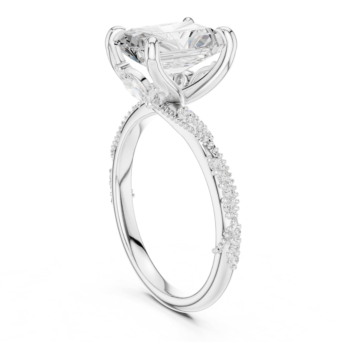Radiant Accented Lab Grown Diamond Engagement Ring