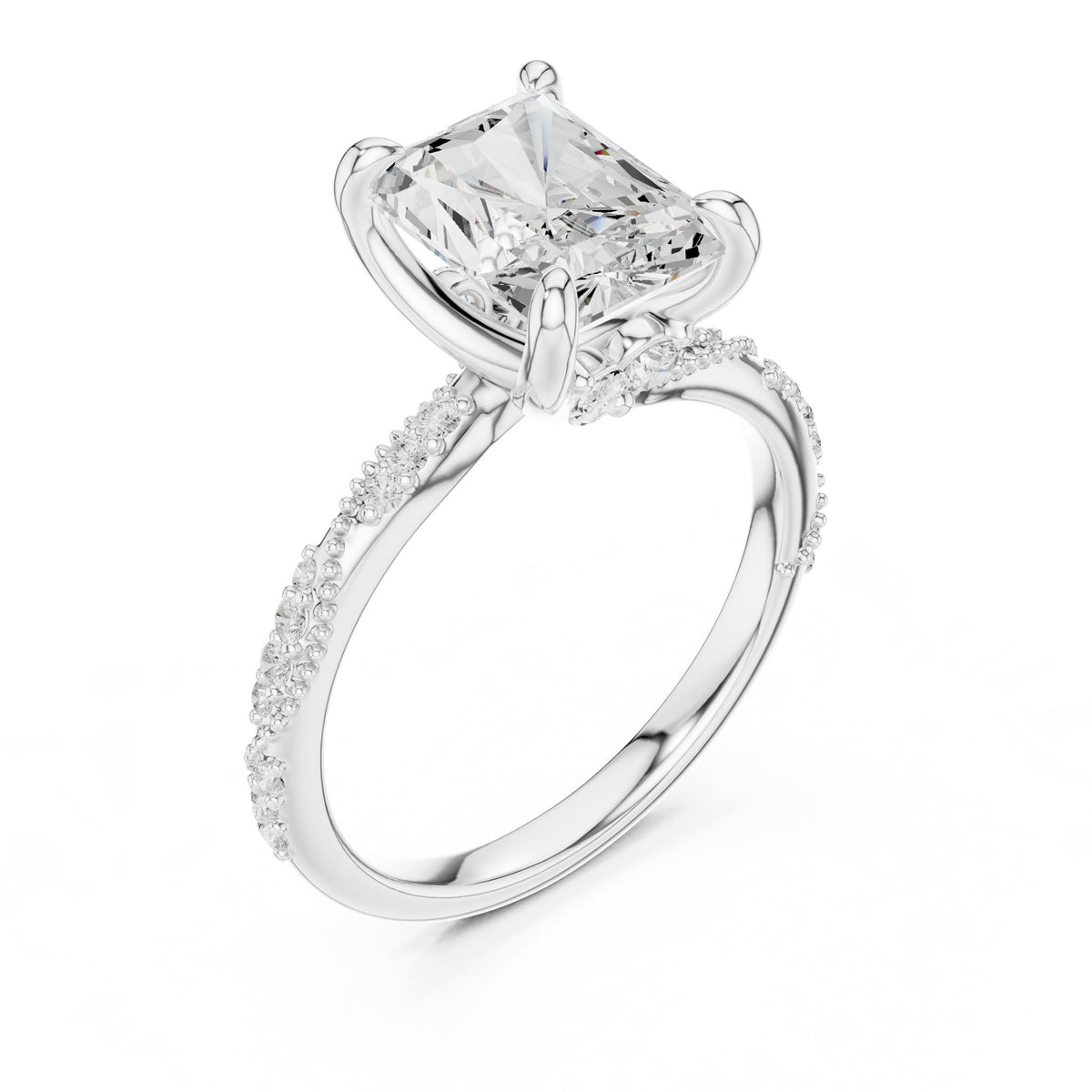 Radiant Accented Lab Grown Diamond Engagement Ring