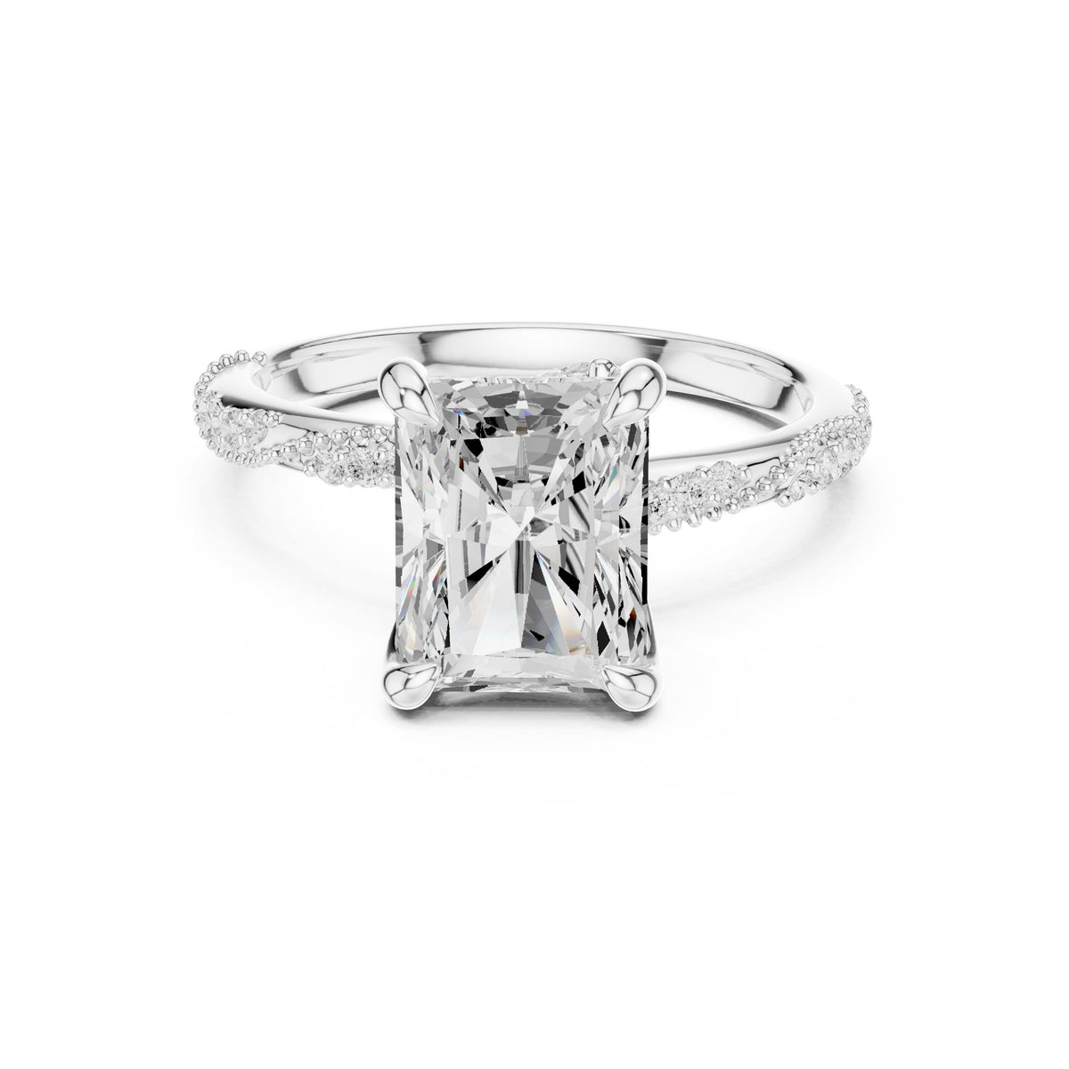 Radiant Accented Lab Grown Diamond Engagement Ring