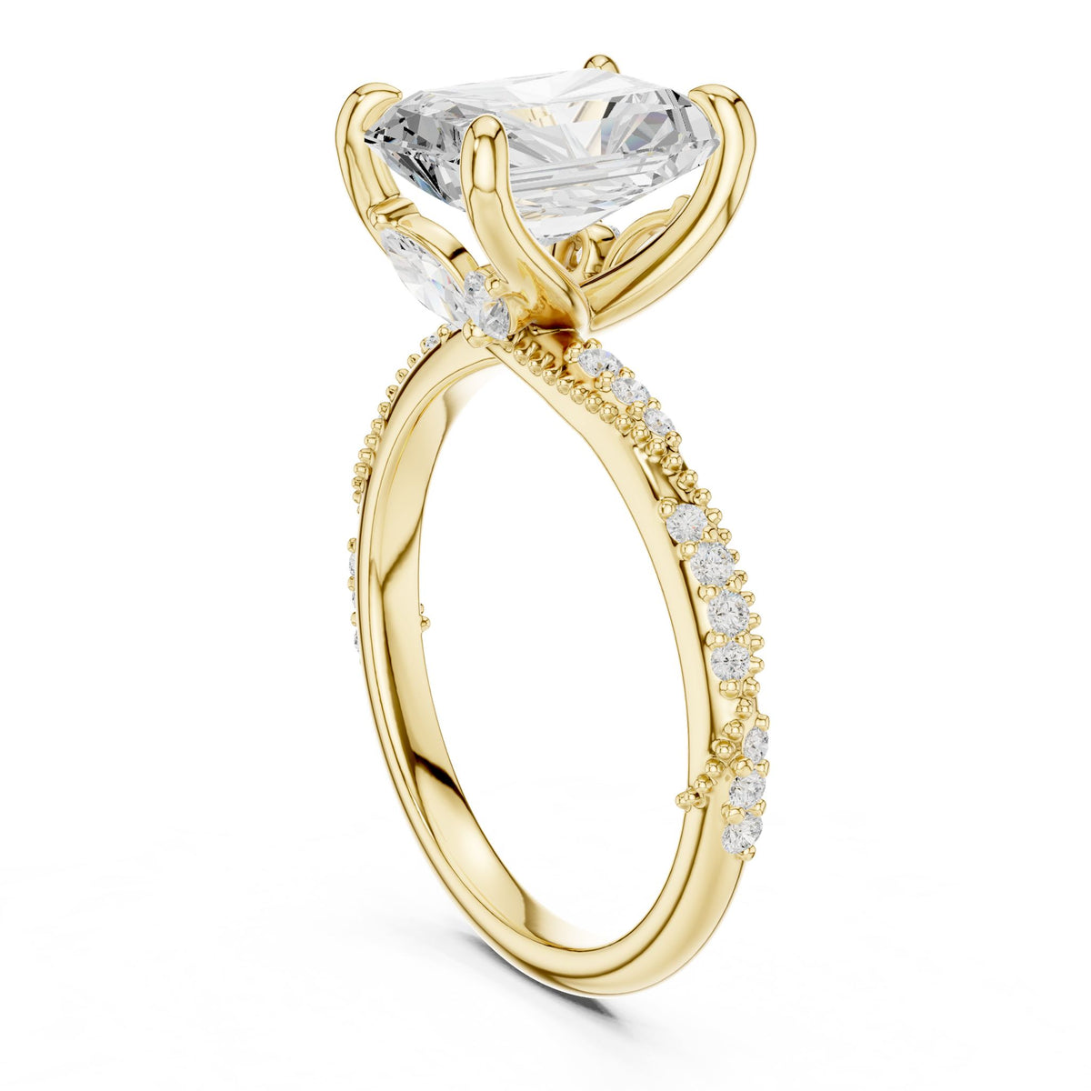 Radiant Accented Lab Grown Diamond Engagement Ring