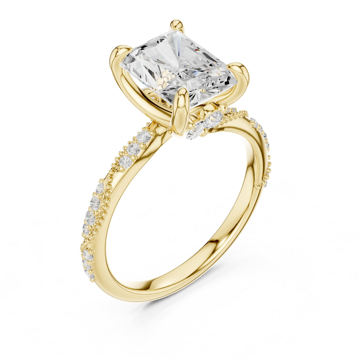Radiant Accented Lab Grown Diamond Engagement Ring