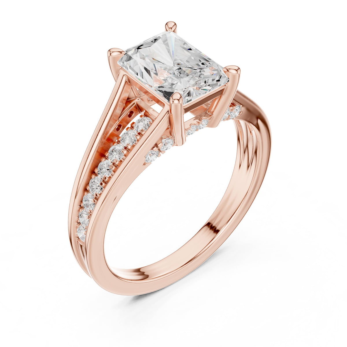Radiant Accented Lab Grown Diamond Engagement Ring