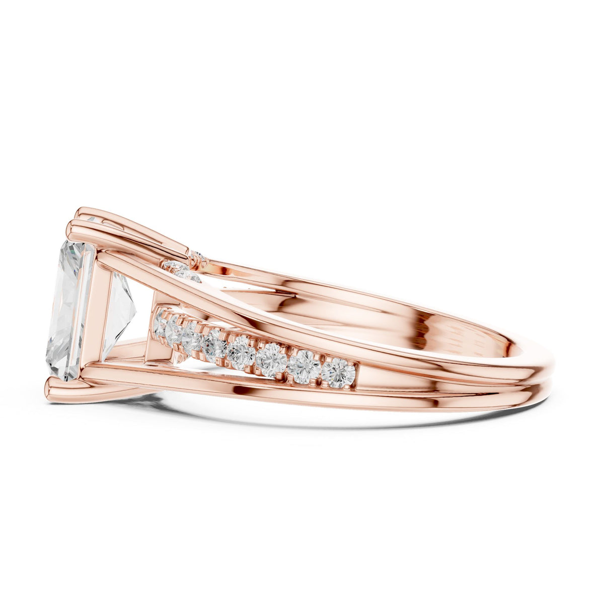 Radiant Accented Lab Grown Diamond Engagement Ring