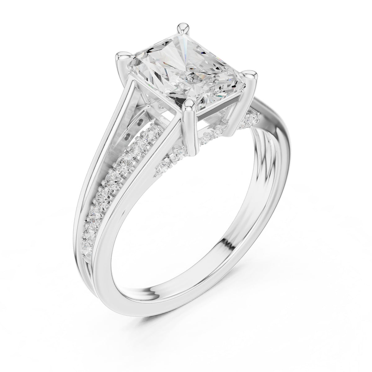 Radiant Accented Lab Grown Diamond Engagement Ring