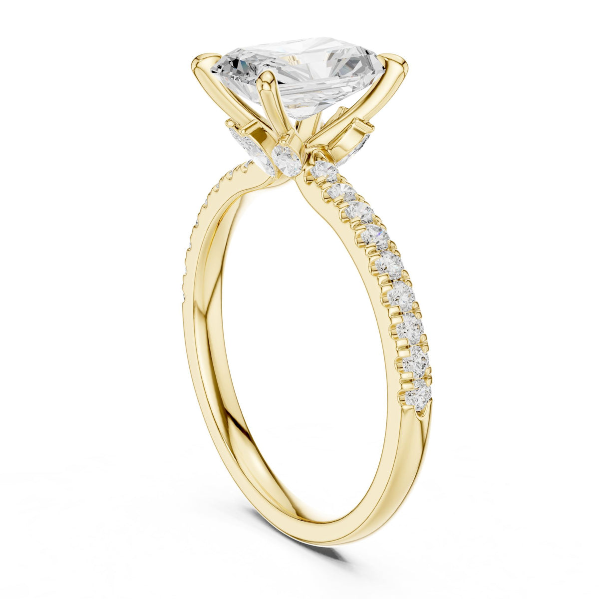 Radiant Accented Lab Grown Diamond Engagement Ring