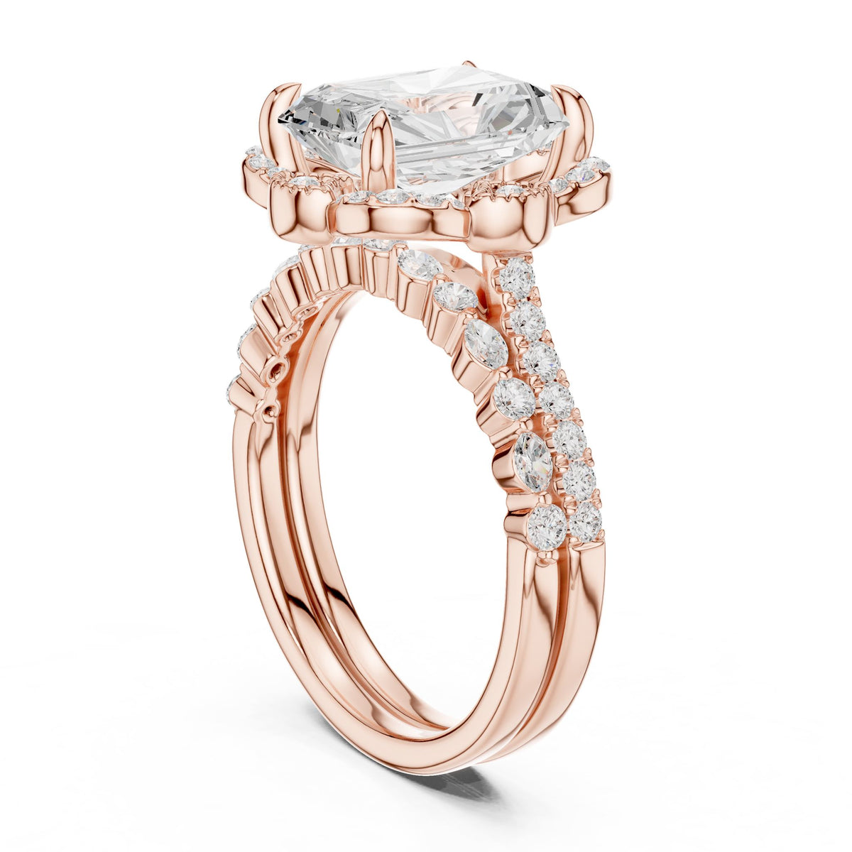 Radiant Halo Lab Grown Diamond Engagement Ring