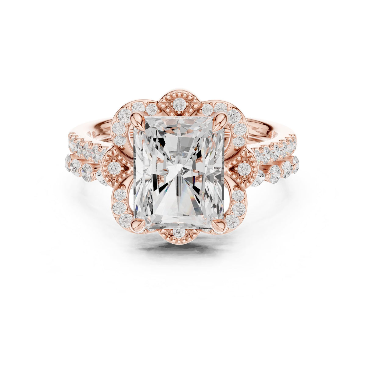 Radiant Halo Lab Grown Diamond Engagement Ring