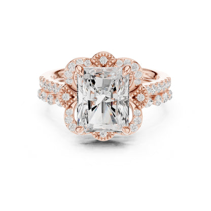 Radiant Halo Lab Grown Diamond Engagement Ring