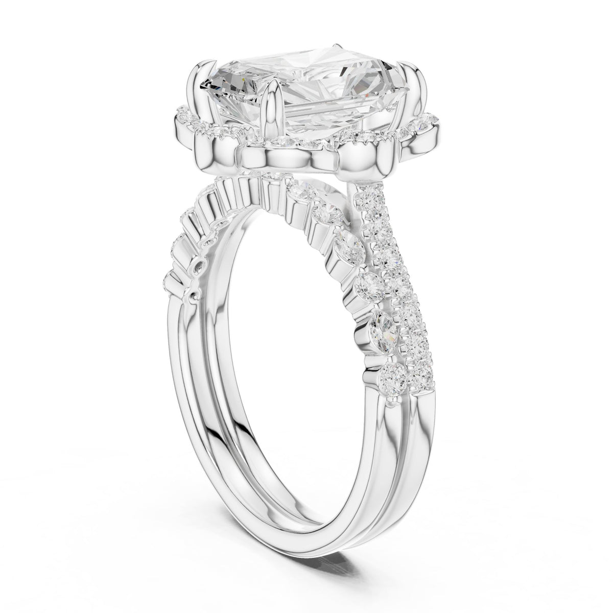 Radiant Halo Lab Grown Diamond Engagement Ring