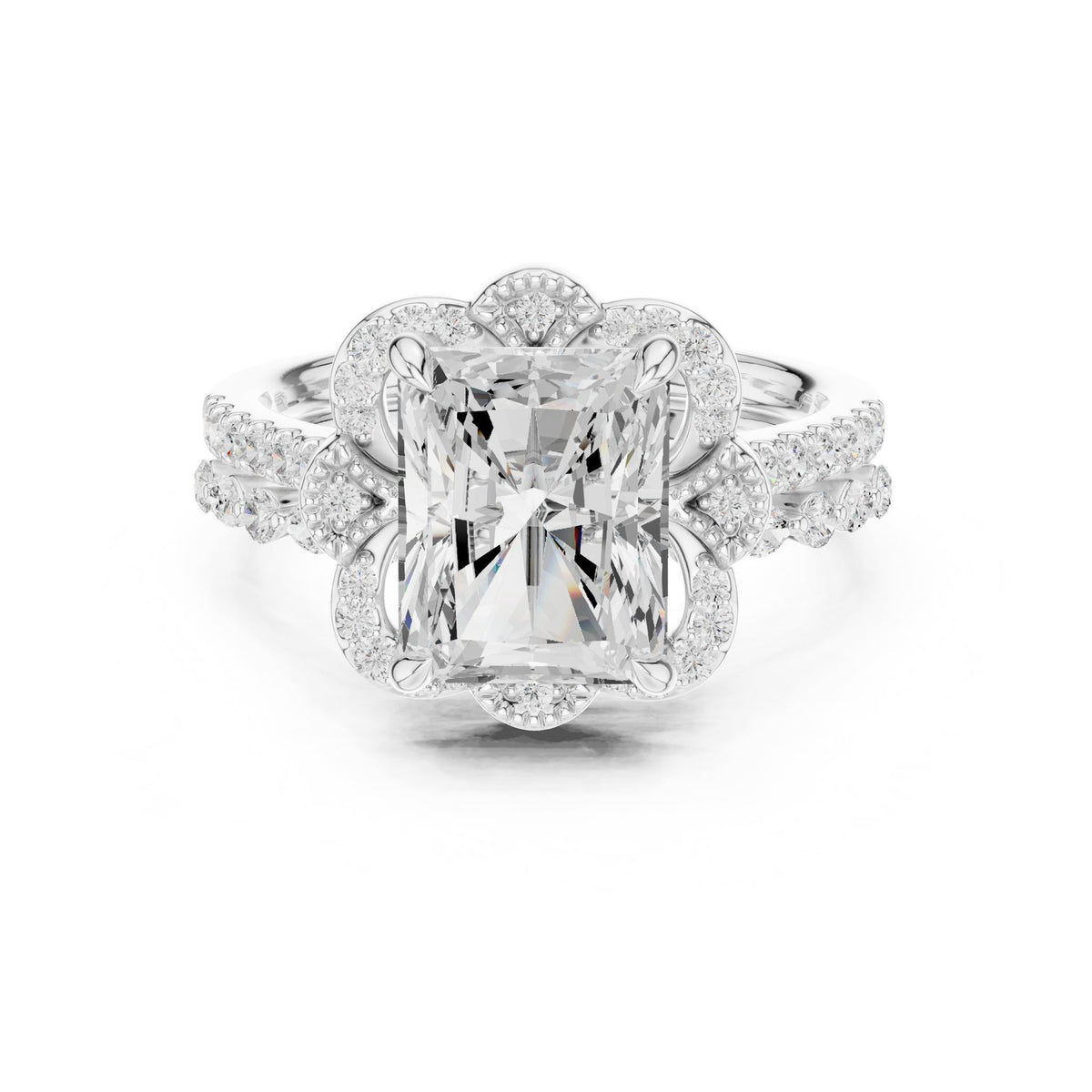 Radiant Halo Lab Grown Diamond Engagement Ring