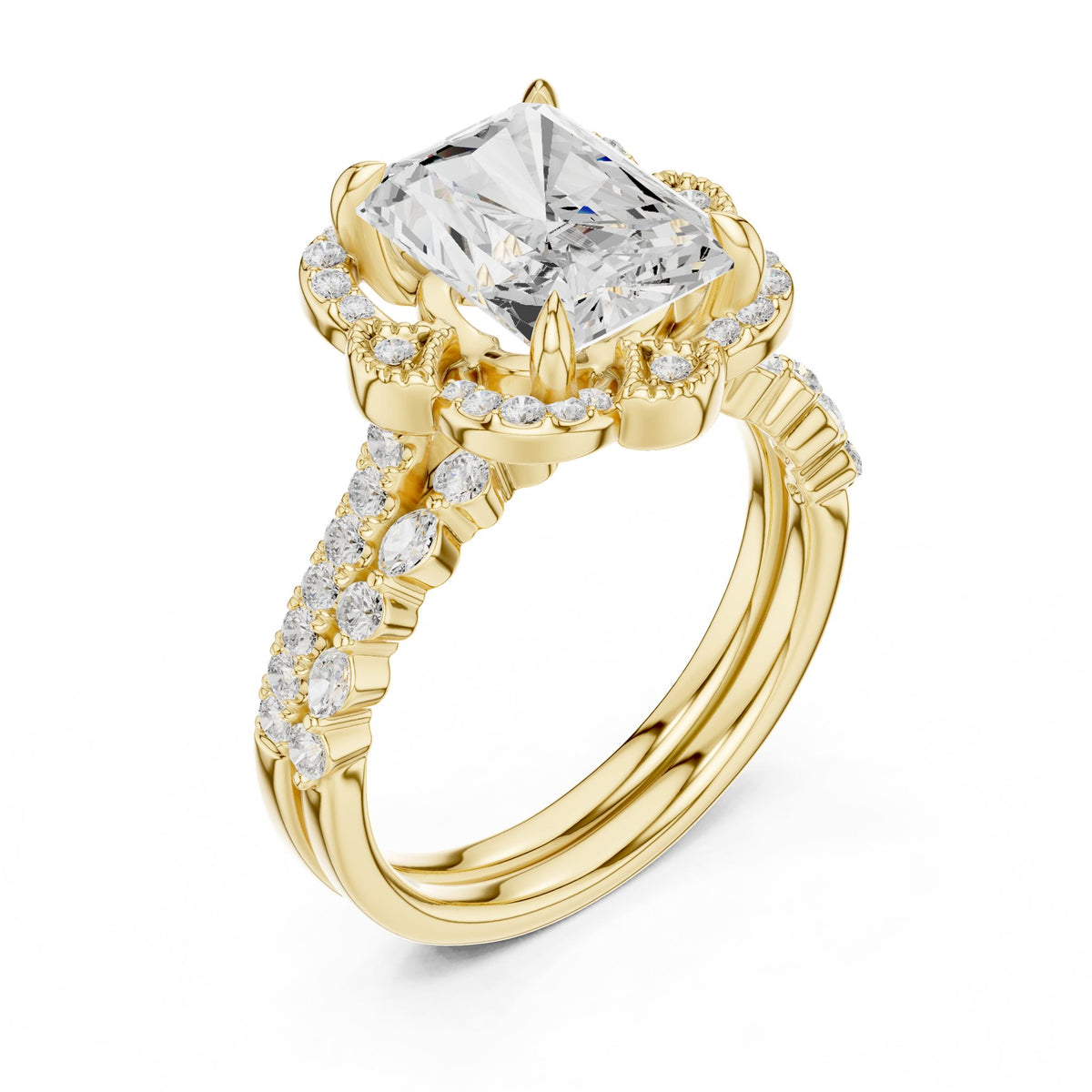Radiant Halo Lab Grown Diamond Engagement Ring
