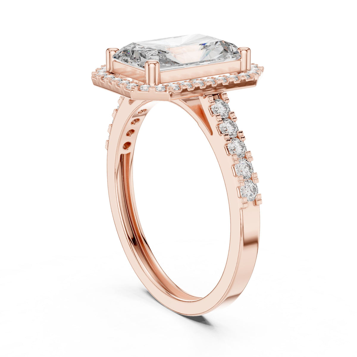 Radiant Halo Lab Grown Diamond Engagement Ring