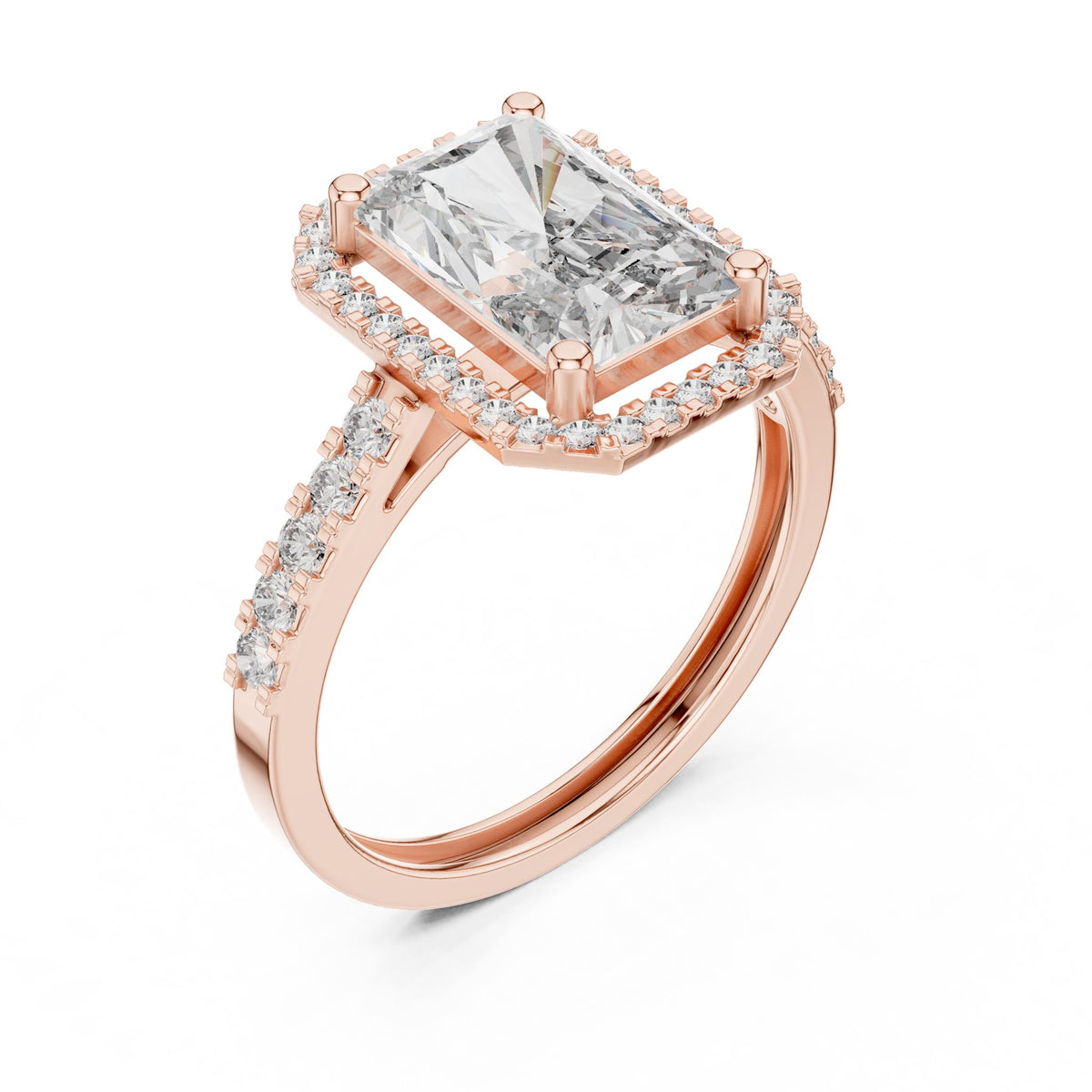 Radiant Halo Lab Grown Diamond Engagement Ring
