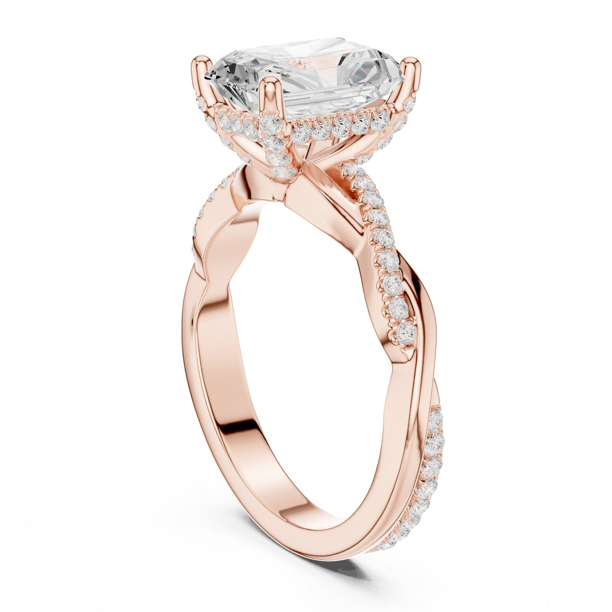 Radiant Hidden Halo Lab Grown Diamond Engagement Ring