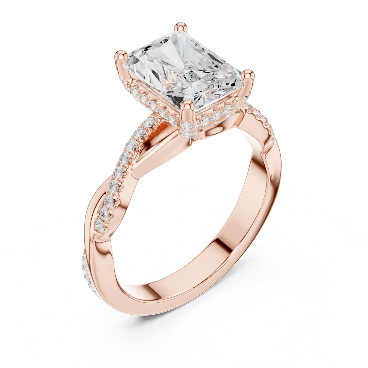 Radiant Hidden Halo Lab Grown Diamond Engagement Ring