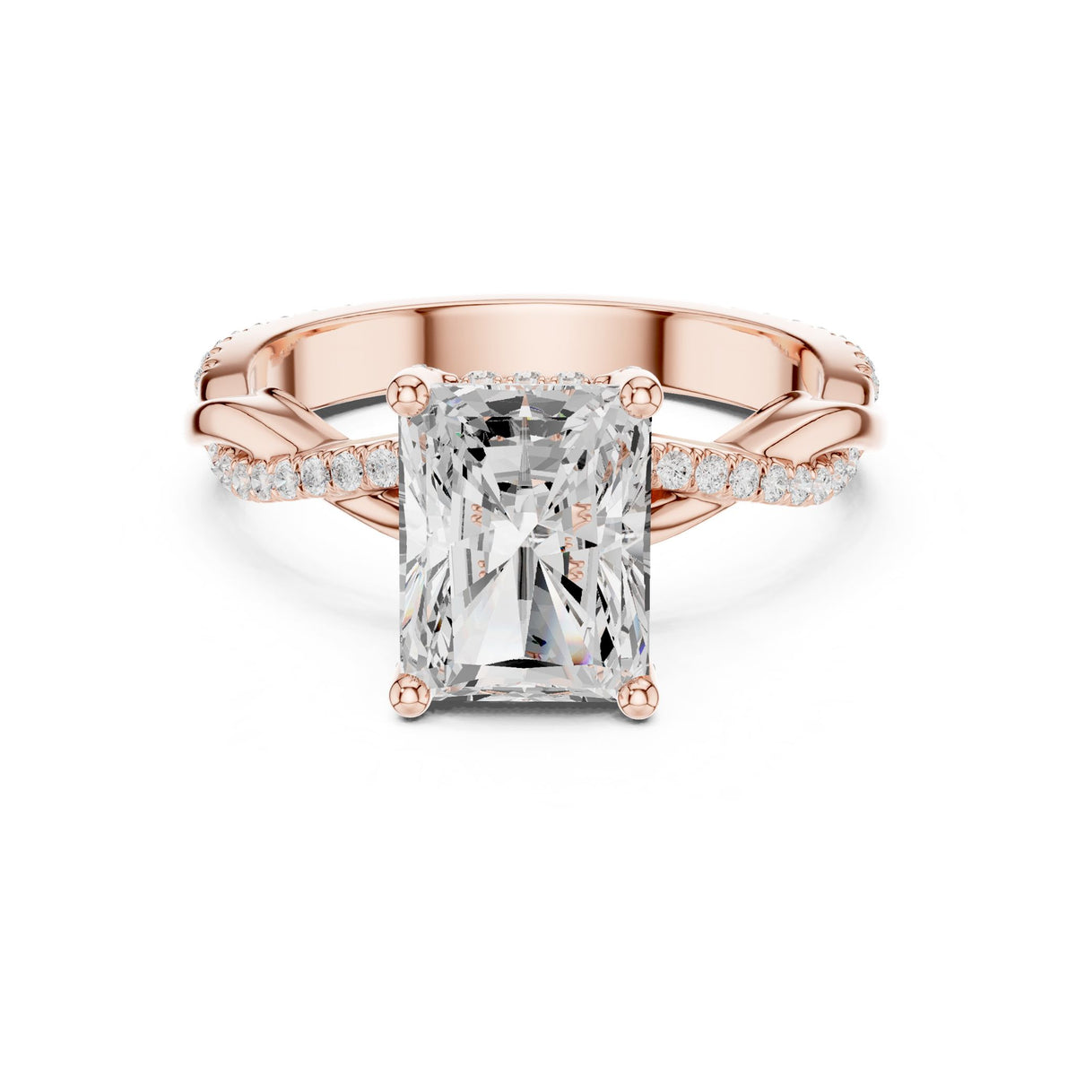 Radiant Hidden Halo Lab Grown Diamond Engagement Ring