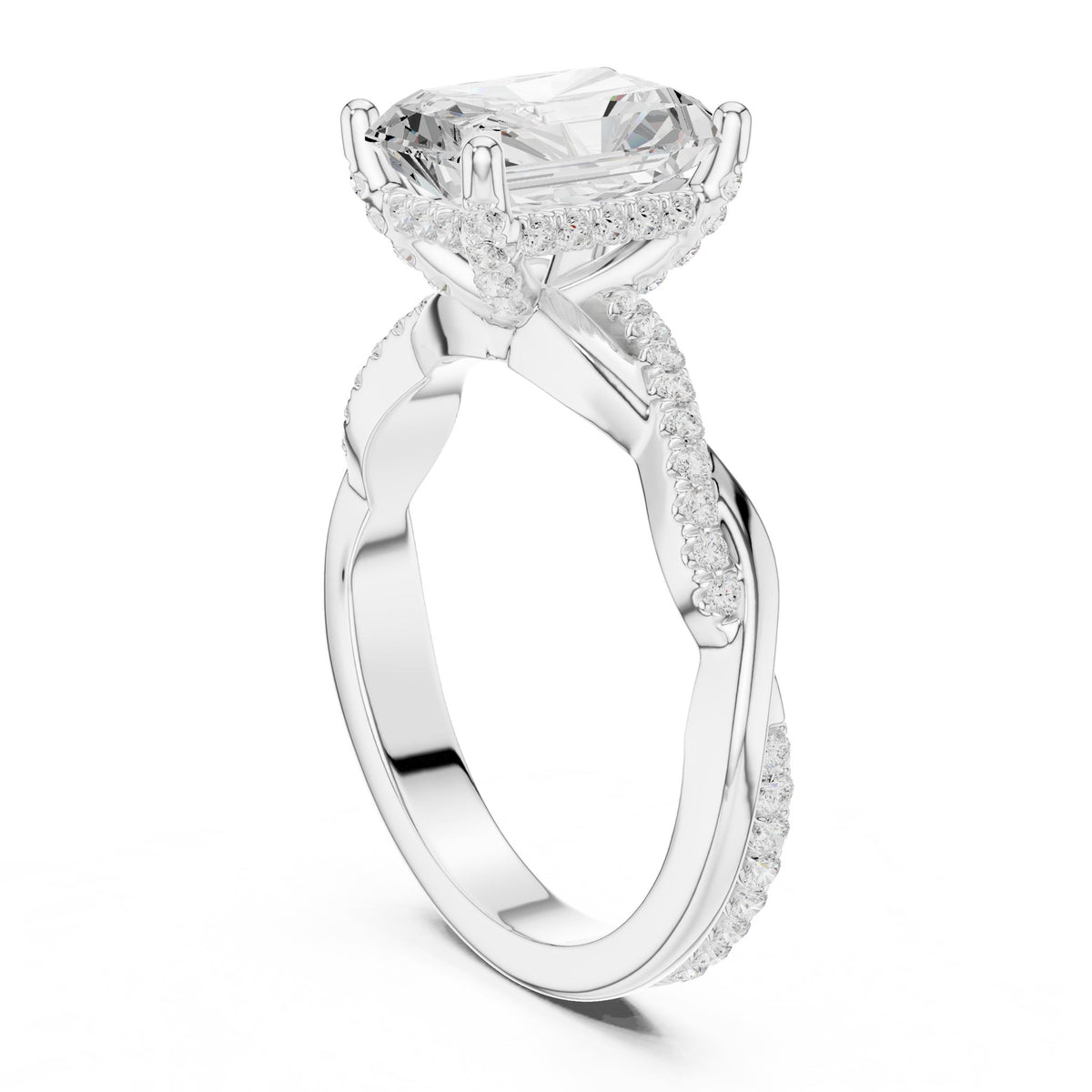 Radiant Hidden Halo Lab Grown Diamond Engagement Ring