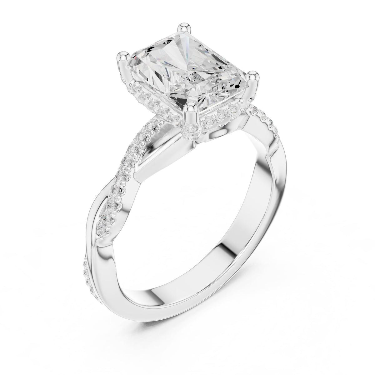 Radiant Hidden Halo Lab Grown Diamond Engagement Ring