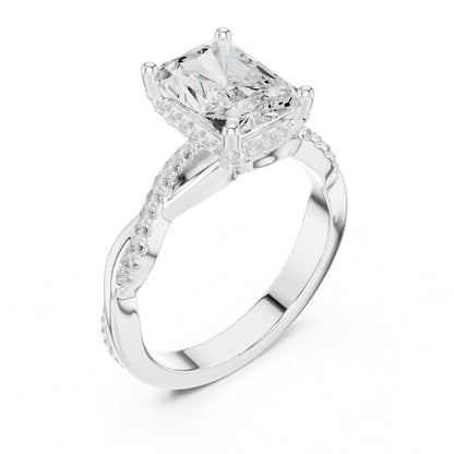Radiant Hidden Halo Lab Grown Diamond Engagement Ring