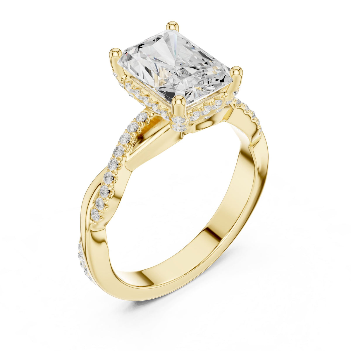 Radiant Hidden Halo Lab Grown Diamond Engagement Ring